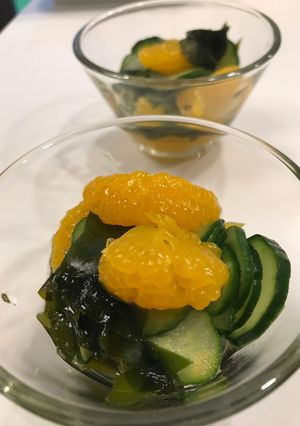 きゅうりとわかめとみかん土佐酢の酢のもの-レシピのメイン写真