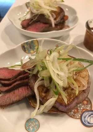 丸茄子と牛肉の辛味噌添え-レシピのメイン写真