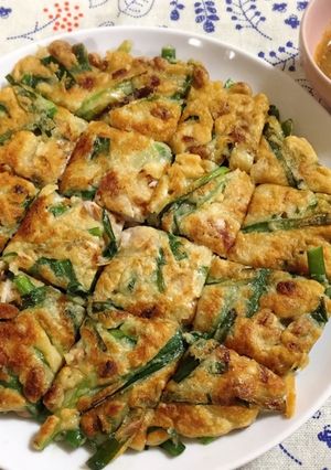 納豆と豚肉のもっちりニラチヂミ☆旨ダレ-レシピのメイン写真