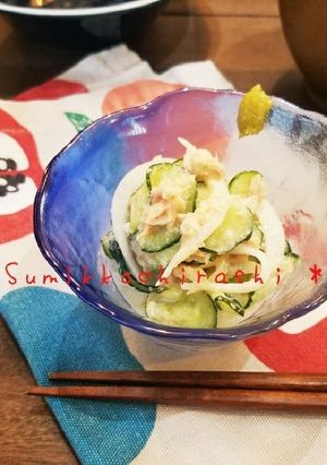 キュウリと玉ねぎとツナの わさびマヨ☆-レシピのメイン写真