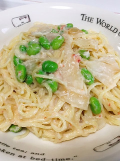 枝豆でカニクリームスパゲティ-レシピのメイン写真