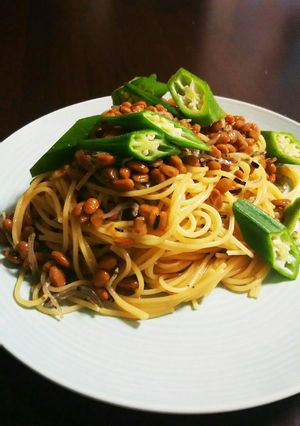 ふりかけ入り納豆オクラパスタ-レシピのメイン写真