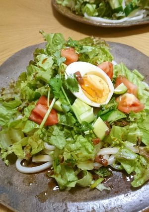 夏味♡アンチョビソースの簡単サラダうどん-レシピのメイン写真