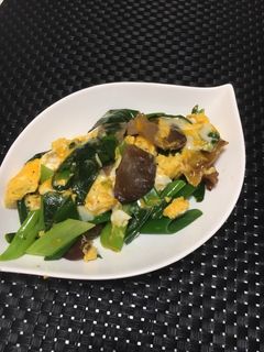 九条ねぎとキクラゲの卵とじ-レシピのメイン写真