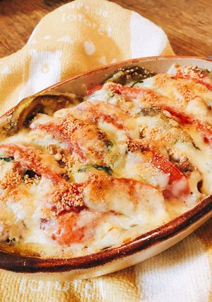 ナス、トマトのミートチーズ焼き-レシピのメイン写真