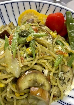 モロッコインゲンと夏野菜のバジルパスタ-レシピのメイン写真