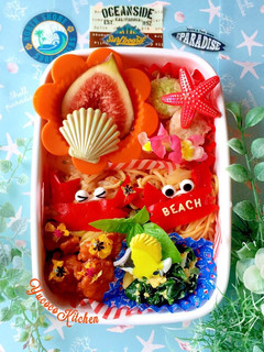 塩焼きそばと唐揚げ♪カニさん夏弁当-レシピのメイン写真