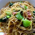 冷凍常備菜麺♪小松菜和風スープパスタ