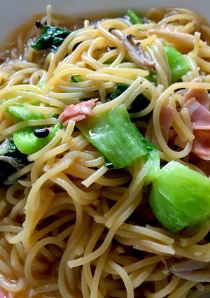 冷凍常備菜麺♪小松菜和風スープパスタ-レシピのメイン写真