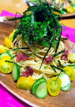 簡単！梅しそツナの冷製パスタ-レシピのメイン写真