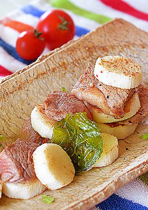 シーズニングで長いもと牛肉のステーキ♪　-レシピのメイン写真