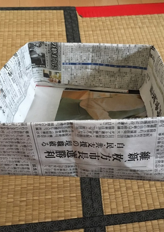 新聞紙でカステラの型を作る方法-レシピのメイン写真