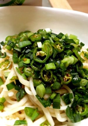 夏の定番！青南蛮とニラのぶっかけうどん-レシピのメイン写真