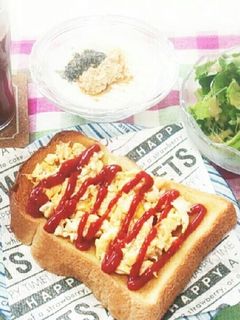 封印してたスクランブルエッグトースト-レシピのメイン写真