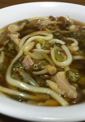 ドライオクラのピリ辛チキン南蛮うどん-レシピのメイン写真