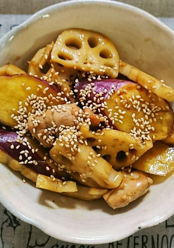 鶏ももとれんこん、さつまいもの甘辛炒め煮-レシピのメイン写真