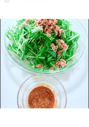 タレが激ウマ、水菜とツナのサラダ♬-レシピのメイン写真
