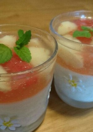 簡単‼桃のレアチーズケーキ♪-レシピのメイン写真