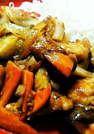 豚ロース厚切り肉となすのケチャぽん炒め-レシピのメイン写真