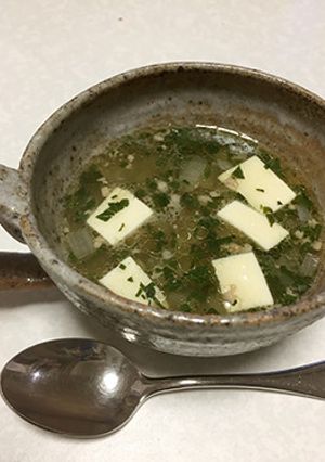 そば湯で作るモロヘイヤスープ-レシピのメイン写真