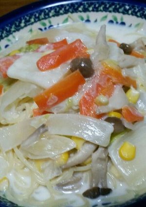 野菜たっぷりクリームスープパスタ-レシピのメイン写真