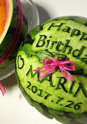 スイカカービング 誕生日-レシピのメイン写真