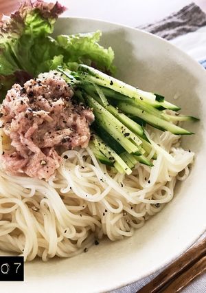 お酢でさっぱり♡中華だしで汁なしそうめん-レシピのメイン写真