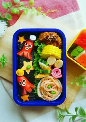 《キャラ弁》のせるだけ♡タコ星人のり弁当-レシピのメイン写真