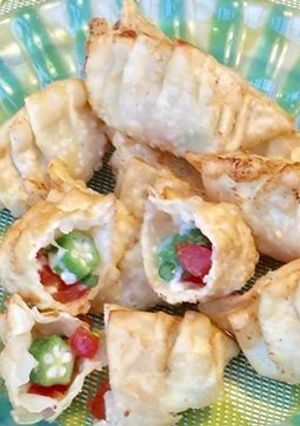 オクラとトマトの揚げギョーザ-レシピのメイン写真