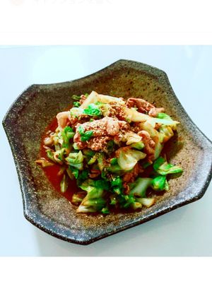 簡単、旨い♬ キャベツと豚肉の味噌炒め-レシピのメイン写真