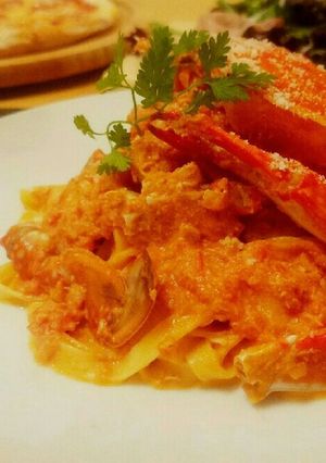 絶品ー♡渡り蟹のトマトクリームパスタ♡-レシピのメイン写真
