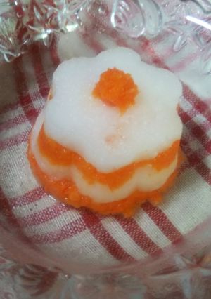簡単離乳食☆初期☆おかゆと人参でケーキ-レシピのメイン写真