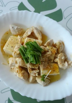 ごま油香る~!鶏と豆腐の中華蒸し♪-レシピのメイン写真