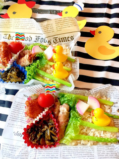 簡単!時短!きんぴら肉巻き&高菜 夏弁当-レシピのメイン写真