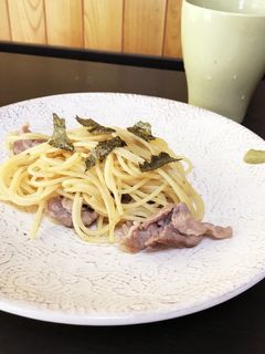簡単!豚肉とワサビの和風パスタ♪-レシピのメイン写真