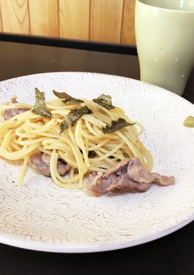 簡単！豚肉とワサビの和風パスタ♪-レシピのメイン写真