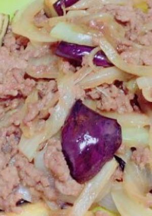 簡単！ナスと玉ねぎの甘辛ひき肉炒め-レシピのメイン写真