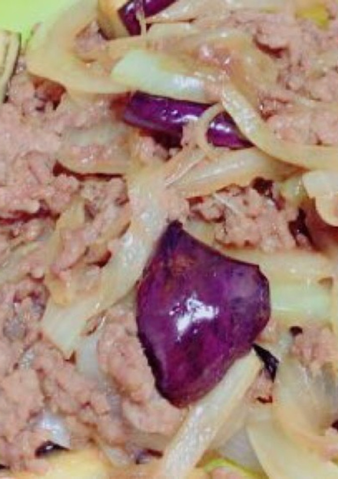 簡単！ナスと玉ねぎの甘辛ひき肉炒め-レシピのメイン写真