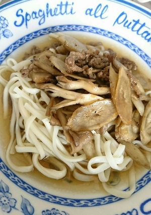 ゴボウときのことひき肉の甘辛うどん-レシピのメイン写真