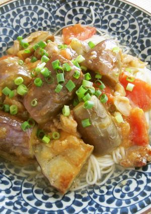 ナスとトマトの肉味噌素麺-レシピのメイン写真