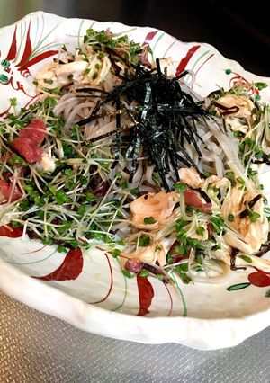 冷やし梅ささ身十割そば^_^-レシピのメイン写真