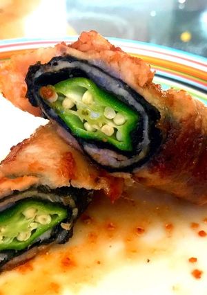 お弁当も☆海苔香るオクラと豚肉巻き巻き-レシピのメイン写真