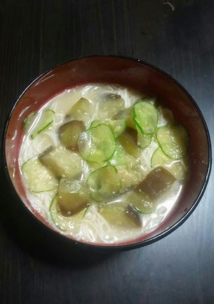 暑い夏に‼なすときゅうりの冷や汁風素麺汁-レシピのメイン写真