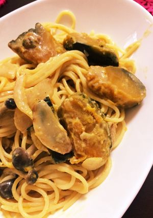 かぼちゃの煮物リメイク☆豆乳パスタ-レシピのメイン写真