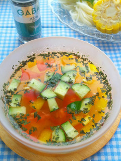 夏野菜のバジルつけ冷麦☆-レシピのメイン写真
