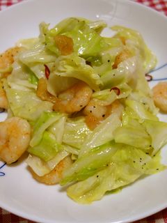 エビとキャベツの塩炒め-レシピのメイン写真