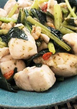 ヘルシーエスニック鶏ササミ小松菜ソテー-レシピのメイン写真
