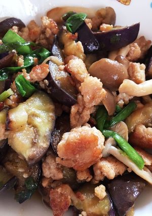 簡単！ナスと鶏挽肉のポン酢炒め♪-レシピのメイン写真