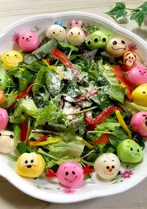 お麩ツムツムの簡単ヘルシー野菜サラダ-レシピのメイン写真