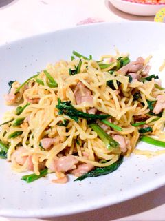 空心菜と豚肉の塩焼きそば-レシピのメイン写真